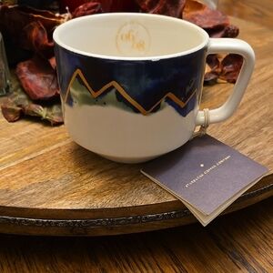 Starbucks Blue and Gold Dining Mug with Sturdy Handle